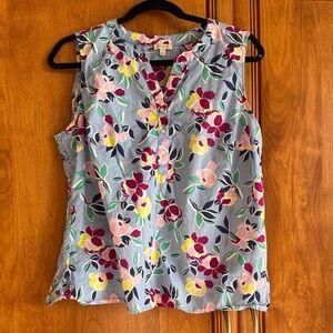 Talbots Blue Floral Sleeveless Blouse